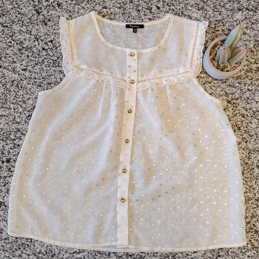 Sleeveless, Button-Up Blouse